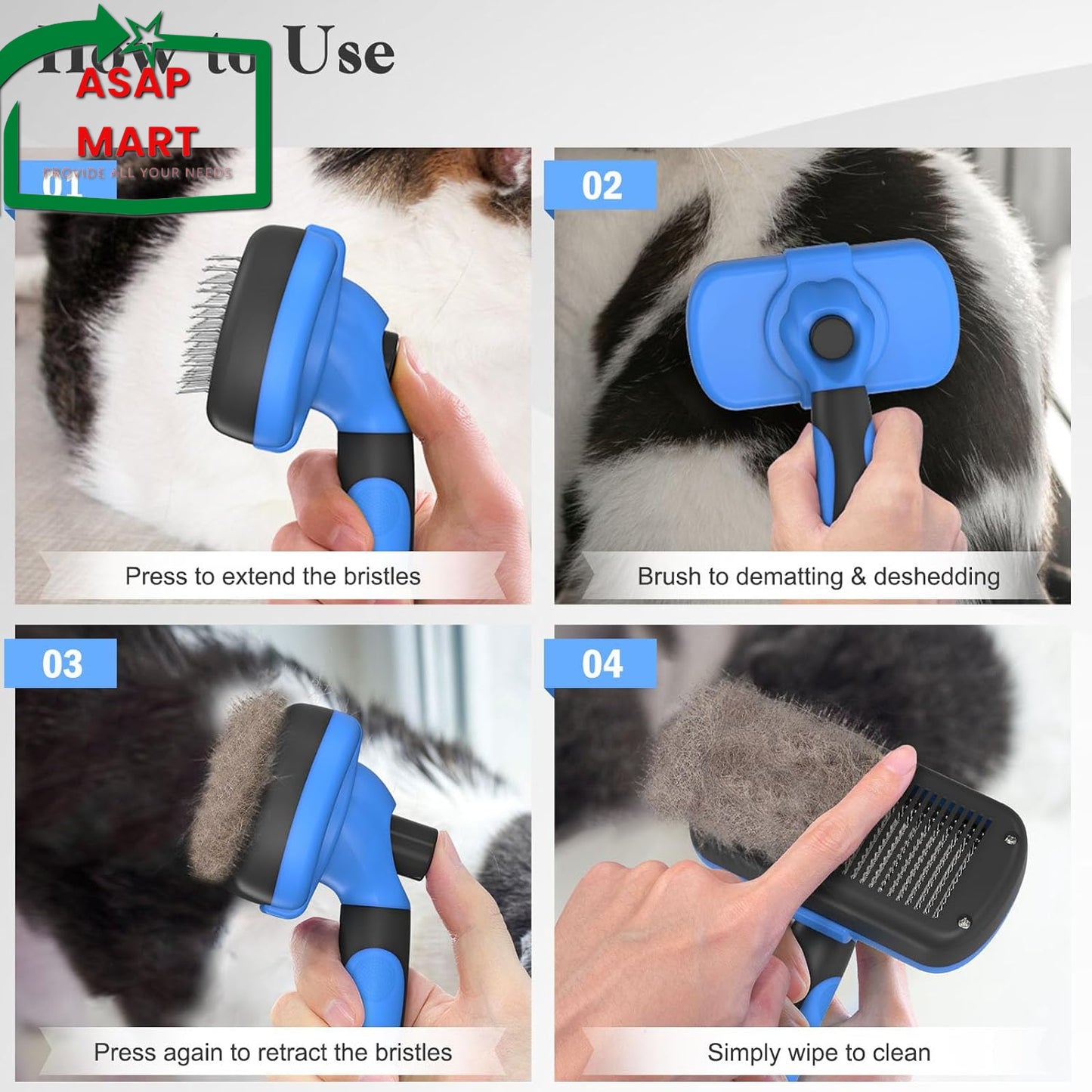 Swihauk Self Cleaning Slicker Brush - Skin Friendly Deshedding Grooming Tool For