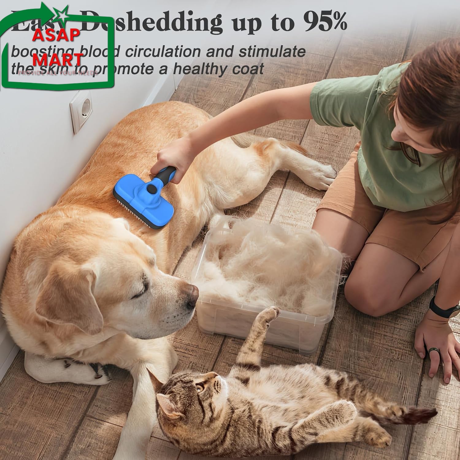 Swihauk Self Cleaning Slicker Brush - Skin Friendly Deshedding Grooming Tool For